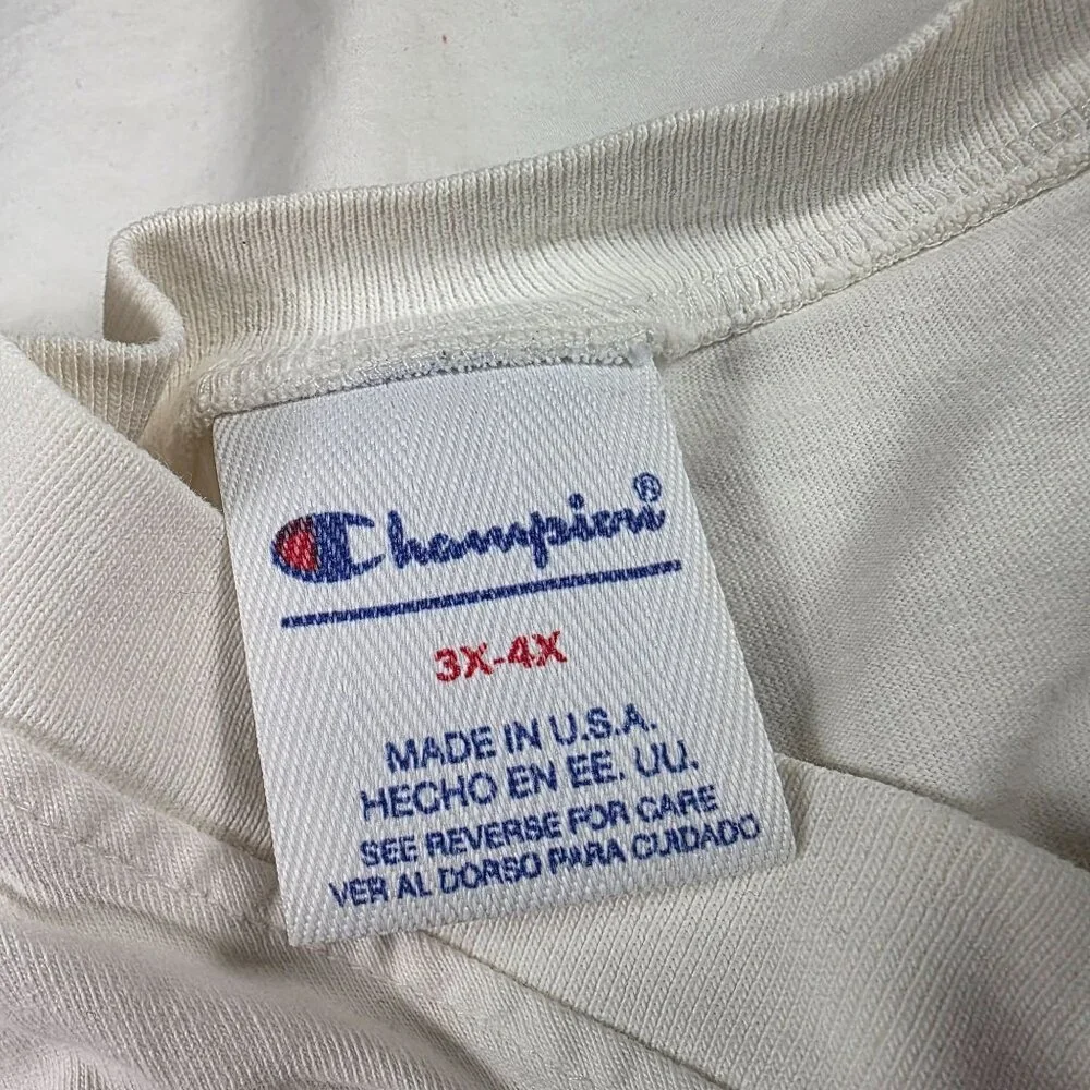Vintage Champion Mens 3X-4X White Short Sleeve T-Shirt Made in USA Casual - Picture 3 of 12